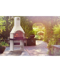 BARBECUE A LEGNA O CARBONELLA IN CEMENTO SAROM FUOCO "MARIBOR" 114X64X212,5 CM