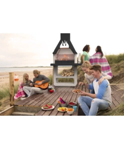 BARBECUE A LEGNA O CARBONELLA IN CALCESTRUZZO SAROM FUOCO "PROMETEO" 125X64X215,5 CM