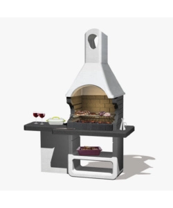 BARBECUE A CARBONELLA IN CALCESTRUZZO MODELLO ULISSE, 170X64X232 CM - SAROM FUOCO