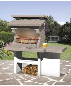 BARBECUE A LEGNA O CARBONELLA IN PIETRA SAROM FUOCO "LUXOR" 159X72X161,5 CM