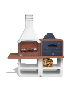 BARBECUE A LEGNA O CARBONELLA IN CEMENTO SAROM FUOCO "PORTOFINO" 194X64X228,5 CM