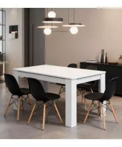 TAVOLO DA PRANZO BIANCO LUCIDO 140-190X90X78 CM