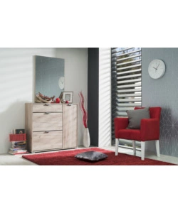 ARMADIO SCARPIERA QUERCIA CON 2 ANTE E 1 CASSETTO, 102X33X94,5 CM