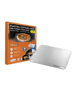 PIASTRA PER PIZZA GIMETAL IN ACCIAIO INOX 4MM, 40X35 CM