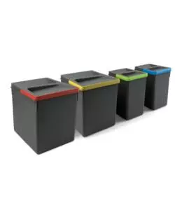 4 CONTENITORI IN PLASTICA GRIGIO ANTRACITE, 2X15 LT 2X7 LT