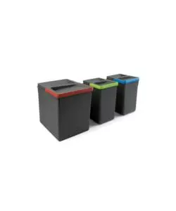 3 CONTENITORI IN PLASTICA GRIGIO ANTRACITE, 1X15 LT 2X7 LT