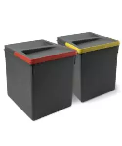 2 CONTENITORI PER LA RACCOLTA DIFFERENZIATA IN PLASTICA GRIGIA, 15 LT