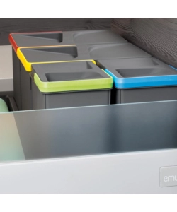 4 CONTENITORI PER RACCOLTA DIFFERENZIATA IN PLASTICA GRIGIA, 2X12 LT 2X6 LT
