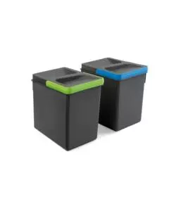 2 CONTENITORI RIIUTI IN PLASTICA GRIGIO ANTRACITE, 6 LT