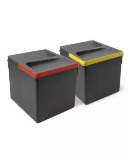 2 CONTENITORI PER LA RACCOLTA DIFFERENZIATA PLASTICA GRIGIO, 12LT