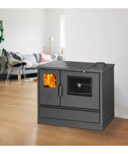CUCINA A LEGNA CON FORNO 7,7 KW NERO