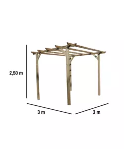 PERGOLA DA ESTERNO LIBERA IN LEGNO DI PINO 300X300X250 CM
