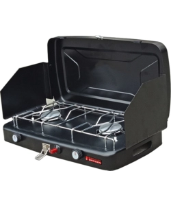 FORNELLO A GAS PORTATILE CON 2 FUOCHI A VALIGETTA, 46X30X8 CM - SANDRIGARDEN