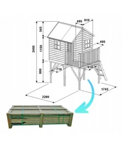 CASETTA DA GIARDINO PER BAMBINI DOMUS "LEONARDO" IN LEGNO 175X226X250,5 CM