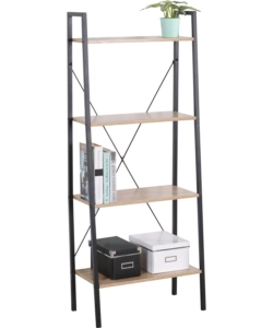 LIBRERIA INDUSTRIALE LEGNO E METALLO CON 4 RIPIANI, 60X32,5X148 CM