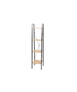 LIBRERIA CON 4 RIPIANI LEGNO E METALLO NERO, 34X32,5X148 CM