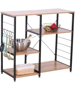 BANCO CUCINA LEGNO E METALLO NERO, 90X40X82 CM