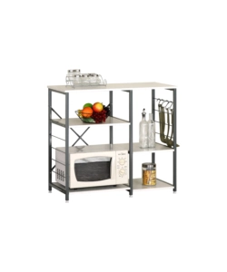 BANCO DA CUCINA IN METALLO BIANCO E GRIGIO CON 5 RIPIANI, 90X40X82 CM