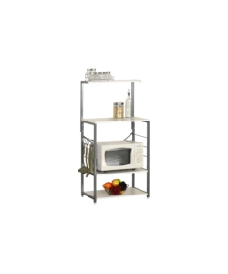 CARRELLO DA CUCINA IN METALLO BIANCO E GRIGIO, 60X40X123 CM