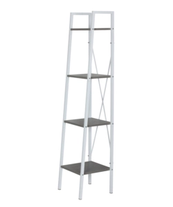 LIBRERIA IN METALLO BIANCA E CEMENTO CON 4 RIPIANI, 34X32X148 CM