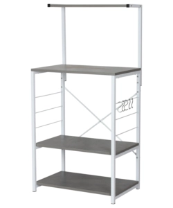 CARRELLO DA CUCINA CON 4 RIPIANI IN METALLO BIANCO E CEMENTO, 60X40X123 CM