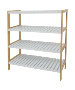 SCARPIERA BIANCA IN BAMBOO E LEGNO, 70X26X75 CM