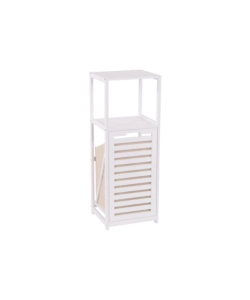 MOBILETTO MULTIUSO BIANCO CON CESTONE E RIPIANO, 36X33X98 CM