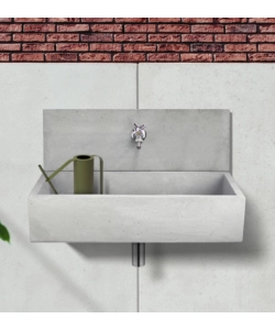 FONTANA DA GIARDINO A MURO "Q MADRID XL" GRIGIO, 70X35X40 CM - KAM