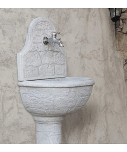 FONTANA DA GIARDINO A MURO KAM "VARO" ANTICATO GRIGIO 50X37X122 CM