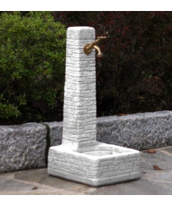 FONTANA DA GIARDINO VEDOVELLA "CLANEZZO" ANTICATO GRIGIO, 28X31X66 CM - KAM