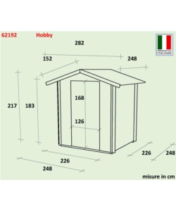 CASETTA IN LEGNO DA GIARDINO ALCE "HOBBY" IN ABETE 248X248X217 CM