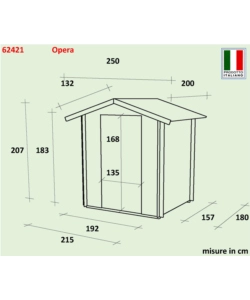 CASETTA IN LEGNO DA GIARDINO ALCE  "OPERA" IN ABETE 215X180X207 CM