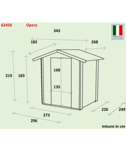 CASETTA IN LEGNO DA GIARDINO ALCE "OPERA" IN ABETE 296X249X219 CM