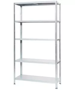 SCAFFALE IN METALLO BIANCO AD INCASTRO CON 5 RIPIANI, 100X40X187 CM PORTATA 80 KG - GRIMA