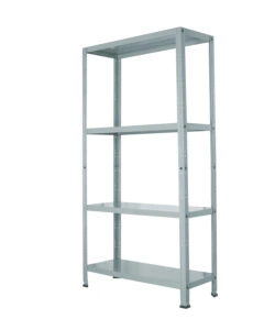 SCAFFALE IN METALLO GRIGIO IN KIT CON 4 RIPIANI, 75X30X145 CM PORTATA 40 KG - GRIMA