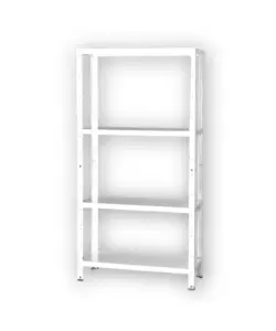 SCAFFALE IN METALLO BIANCO IN KIT CON 4 RIPIANI, 75X30X145 CM PORTATA 40 KG - GRIMA