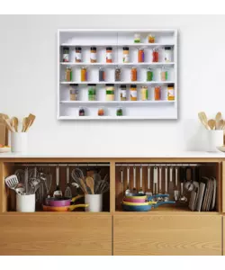 VETRINETTA ESPOSITORE PER COLLEZIONISMO BELLAHOME BIANCO CON ANTE IN VETRO TEMPERATO 80X11X60 CM