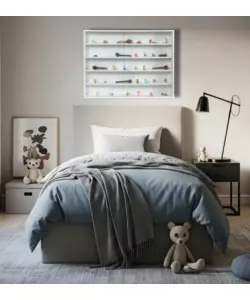 VETRINETTA ESPOSITORE PER COLLEZIONISMO BELLAHOME BIANCO CON ANTE IN VETRO TEMPERATO 80X11X60 CM