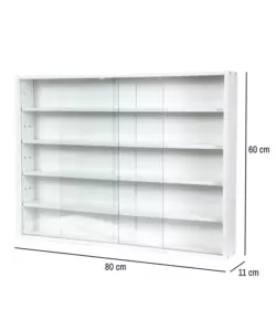 VETRINETTA ESPOSITORE PER COLLEZIONISMO BELLAHOME BIANCO CON ANTE IN VETRO TEMPERATO 80X11X60 CM