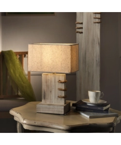 LAMPADA DA TAVOLO "GEA" LEGNO E CORDA, E27
