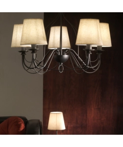 LAMPADARIO A 5 LUCI "LORIS" NERO E SABBIA, E14