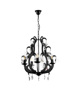 LAMPADARIO A 5 LUCI "JANE" NERO, E14