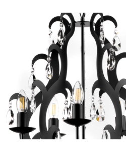 LAMPADARIO A 5 LUCI "JANE" NERO, E14