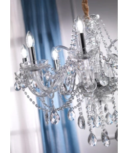 LAMPADARIO A 8 LUCI "SVETLANA" CRISTALLO/CROMO, E14