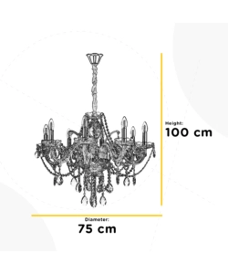 LAMPADARIO A 8 LUCI "SVETLANA" CRISTALLO/CROMO, E14