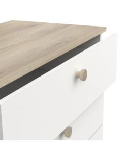 COMODINO "IZZY" CON 4 CASSETTI BIANCO OPACO E QUERCIA 79,7X41,9X85,1 CM
