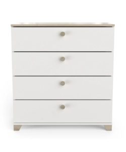 COMODINO "IZZY" CON 4 CASSETTI BIANCO OPACO E QUERCIA 79,7X41,9X85,1 CM