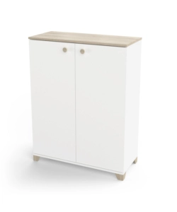 MOBILE 2 ANTE "IZZY" BIANCO OPACO E QUERCIA, 79,7X35,1X104,2 CM