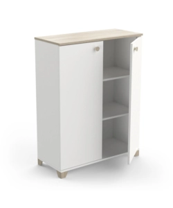MOBILE 2 ANTE "IZZY" BIANCO OPACO E QUERCIA, 79,7X35,1X104,2 CM