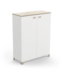 MOBILE 2 ANTE "IZZY" BIANCO OPACO E QUERCIA, 79,7X35,1X104,2 CM